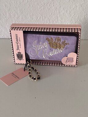 Juicy Couture Large Zip Around Option A Heritage LAVENDER Wallet Wristlet NEW